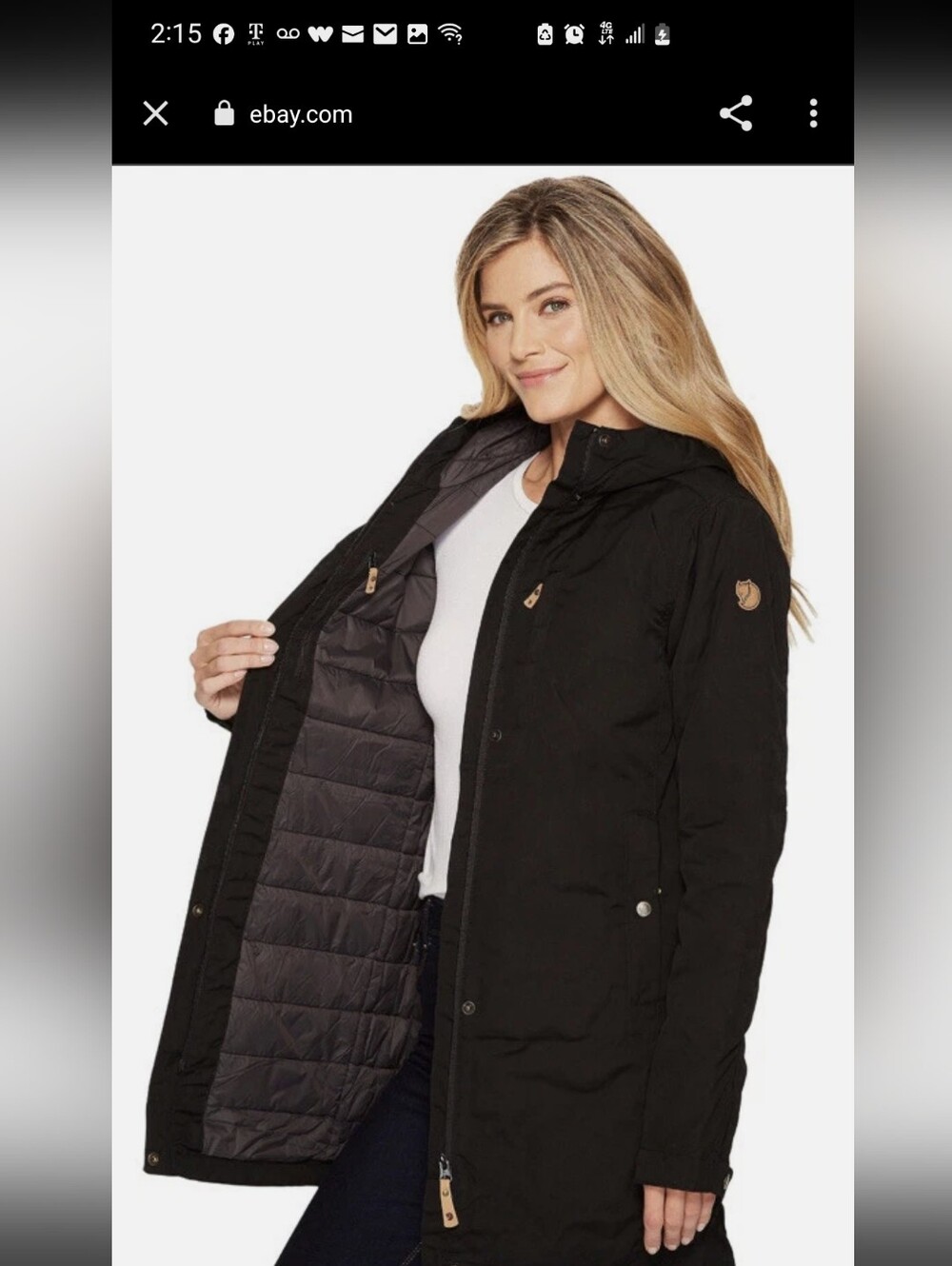 FJALLRAVEN 89644 KIRUNA PADDED PARKA WATER RESISTANT IN BLACK /SZ:MEDIUM